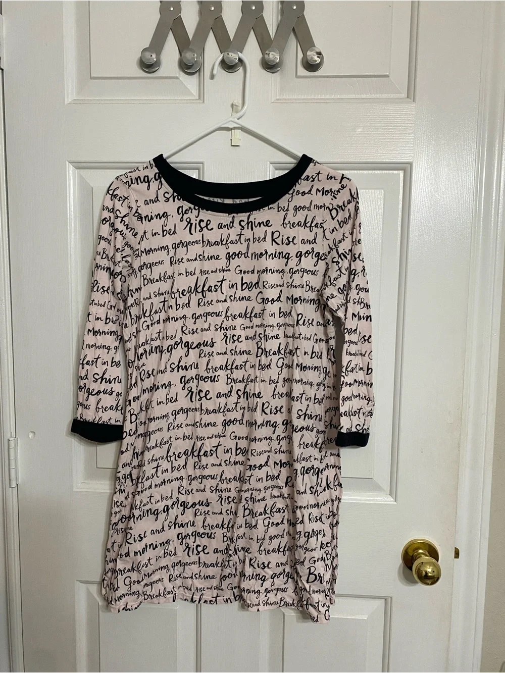 kate spade Pink Script Print Dress with Black Trim